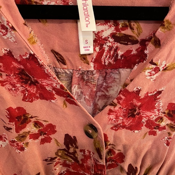 Xhilaration Pink Floral Dress Mauve Short Sleeve - Picture 2 of 3